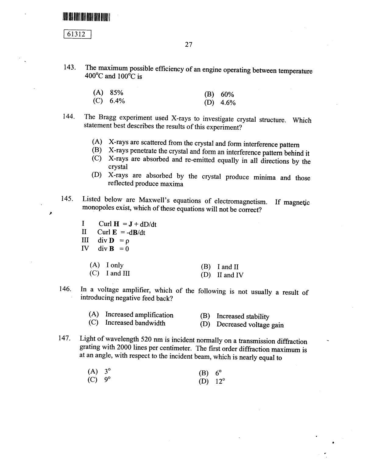 CUSAT CAT 2012 Physics Question Paper - Page 28