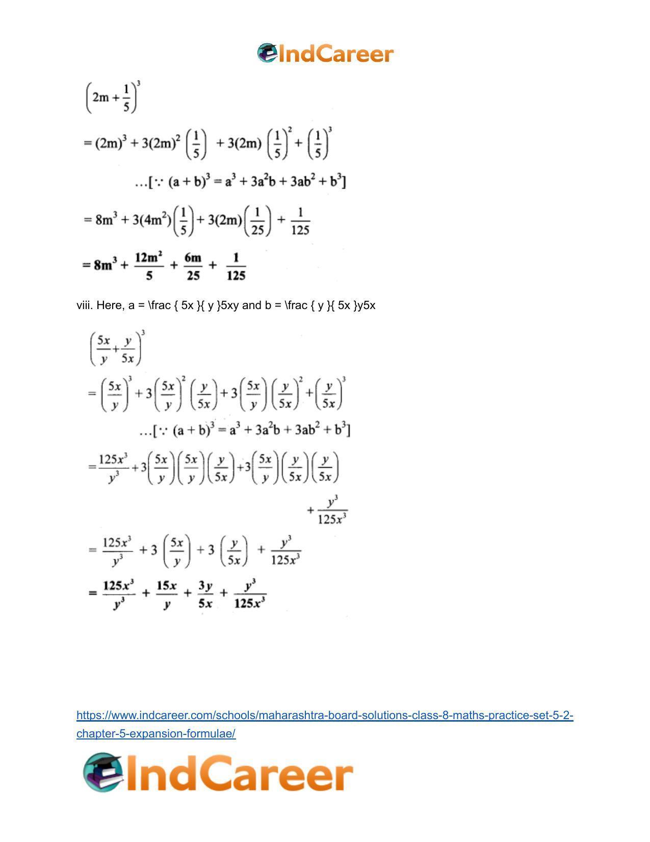 Maharashtra Board Solutions Class 8-Maths (Practice Set 5.2): Chapter 5- Expansion Formulae - Page 5