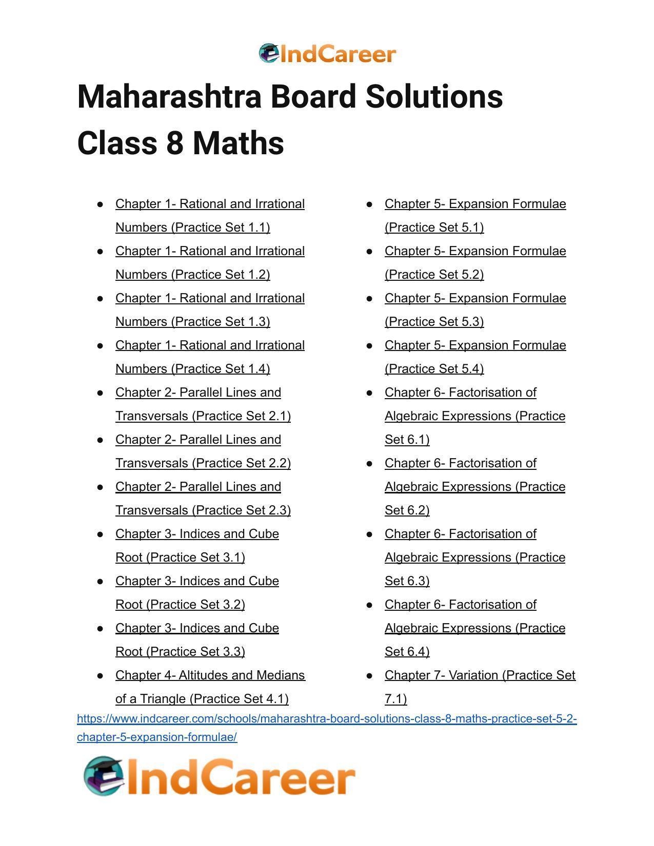 Maharashtra Board Solutions Class 8-Maths (Practice Set 5.2): Chapter 5- Expansion Formulae - Page 7