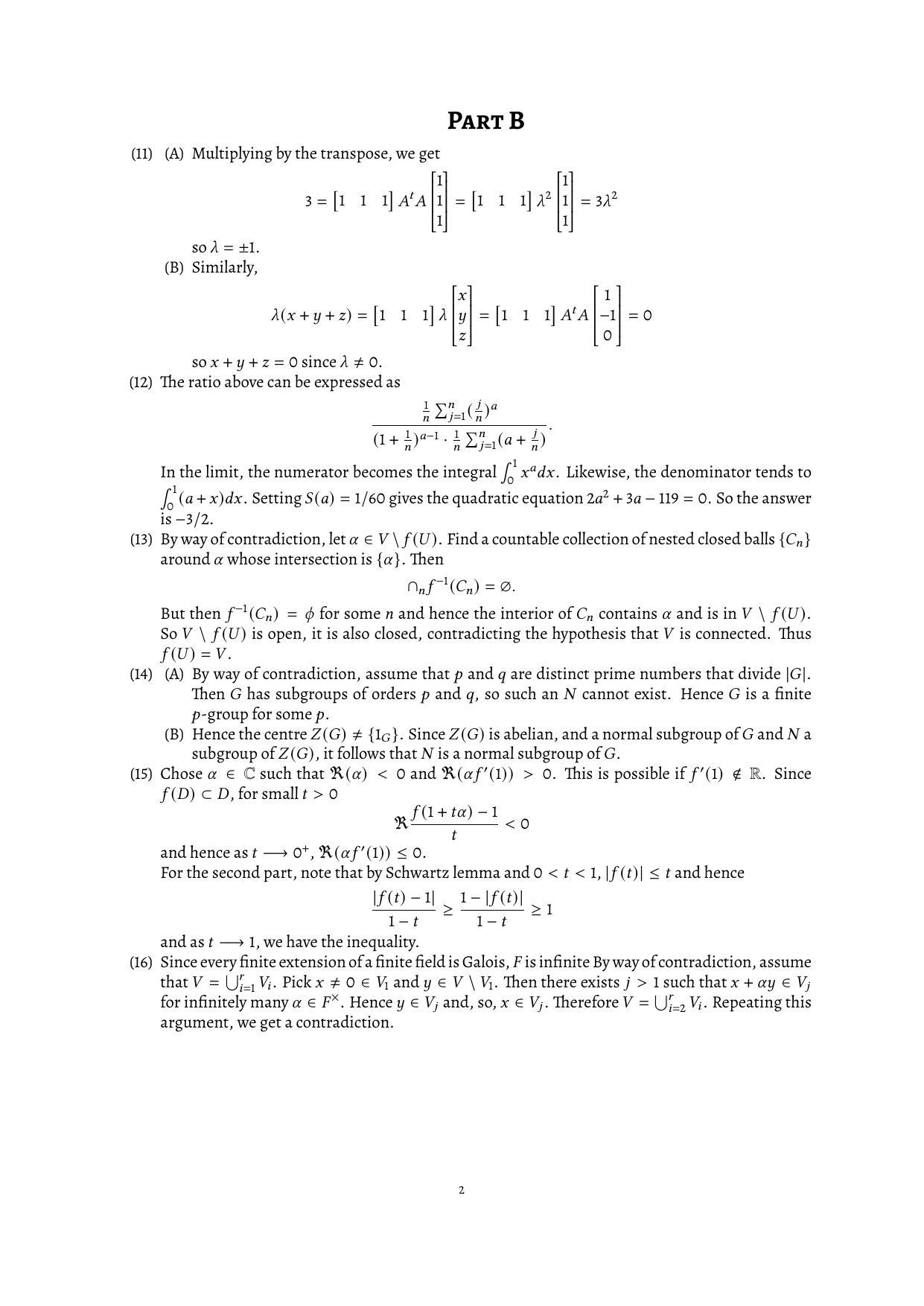 CMI Entrance Exam 2022 Solutions MSc/PhD Mathematics - Page 2