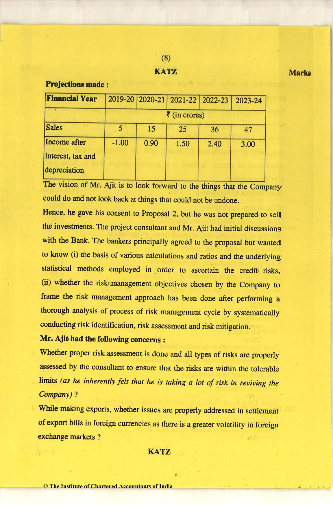 CA Final Nov 2018 Question Paper - Paper 6A – Risk Management - Page 8