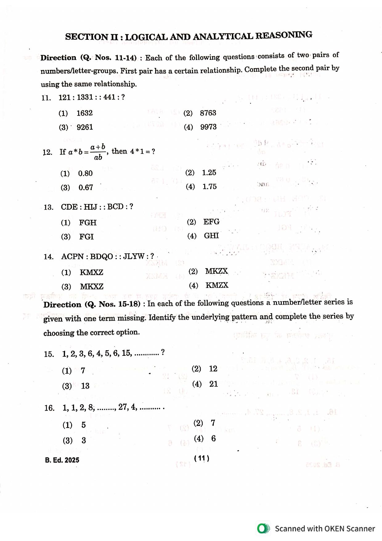 IGNOU B.Ed 2025 Question Paper - Page 11