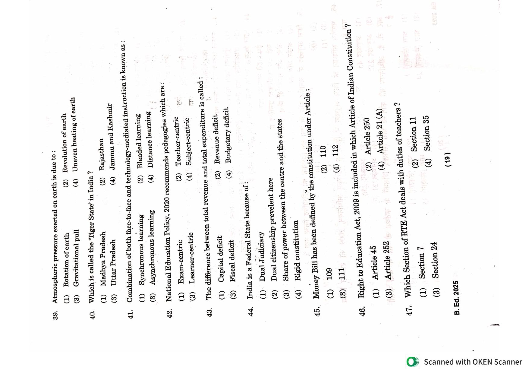 IGNOU B.Ed 2025 Question Paper - Page 19
