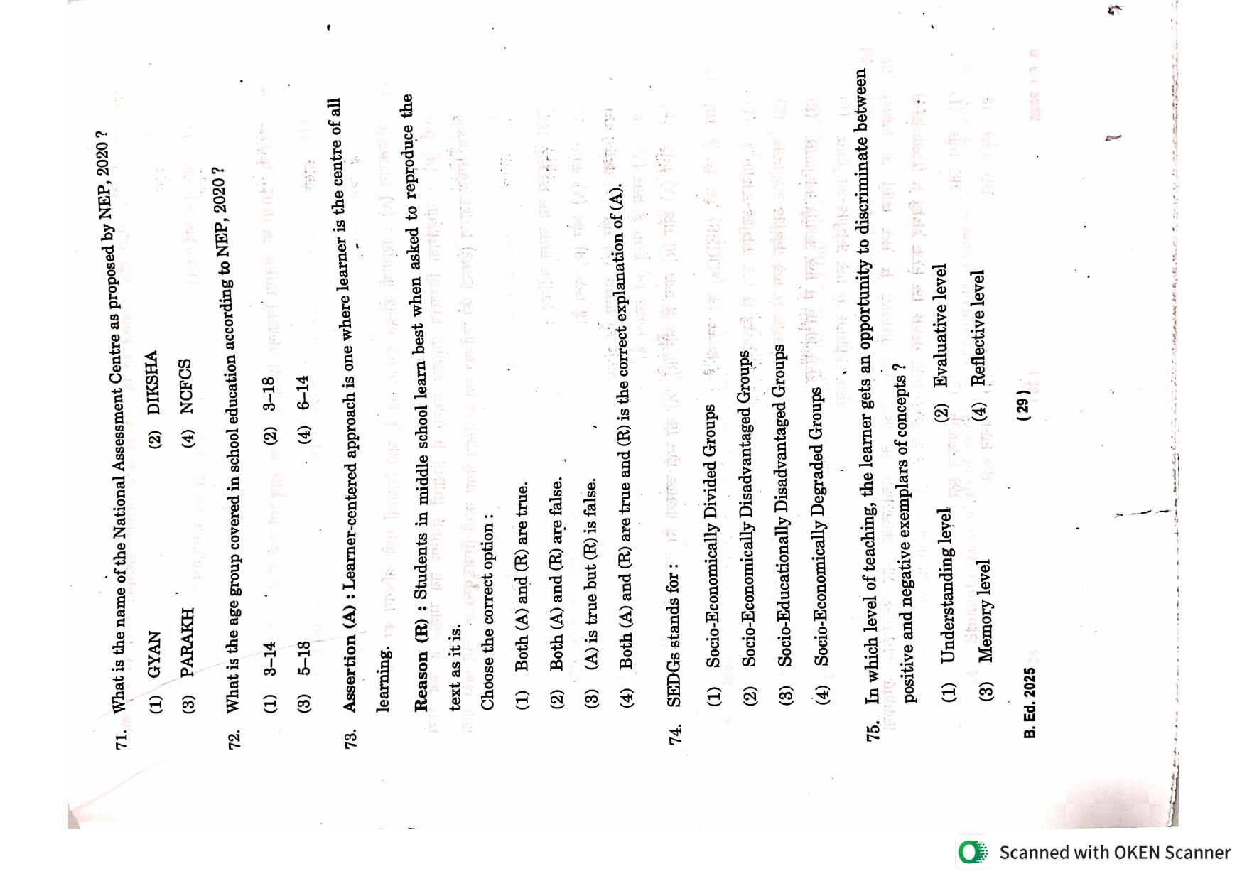 IGNOU B.Ed 2025 Question Paper - Page 29