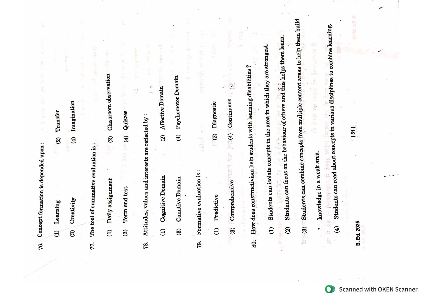 IGNOU B.Ed 2025 Question Paper - Page 31