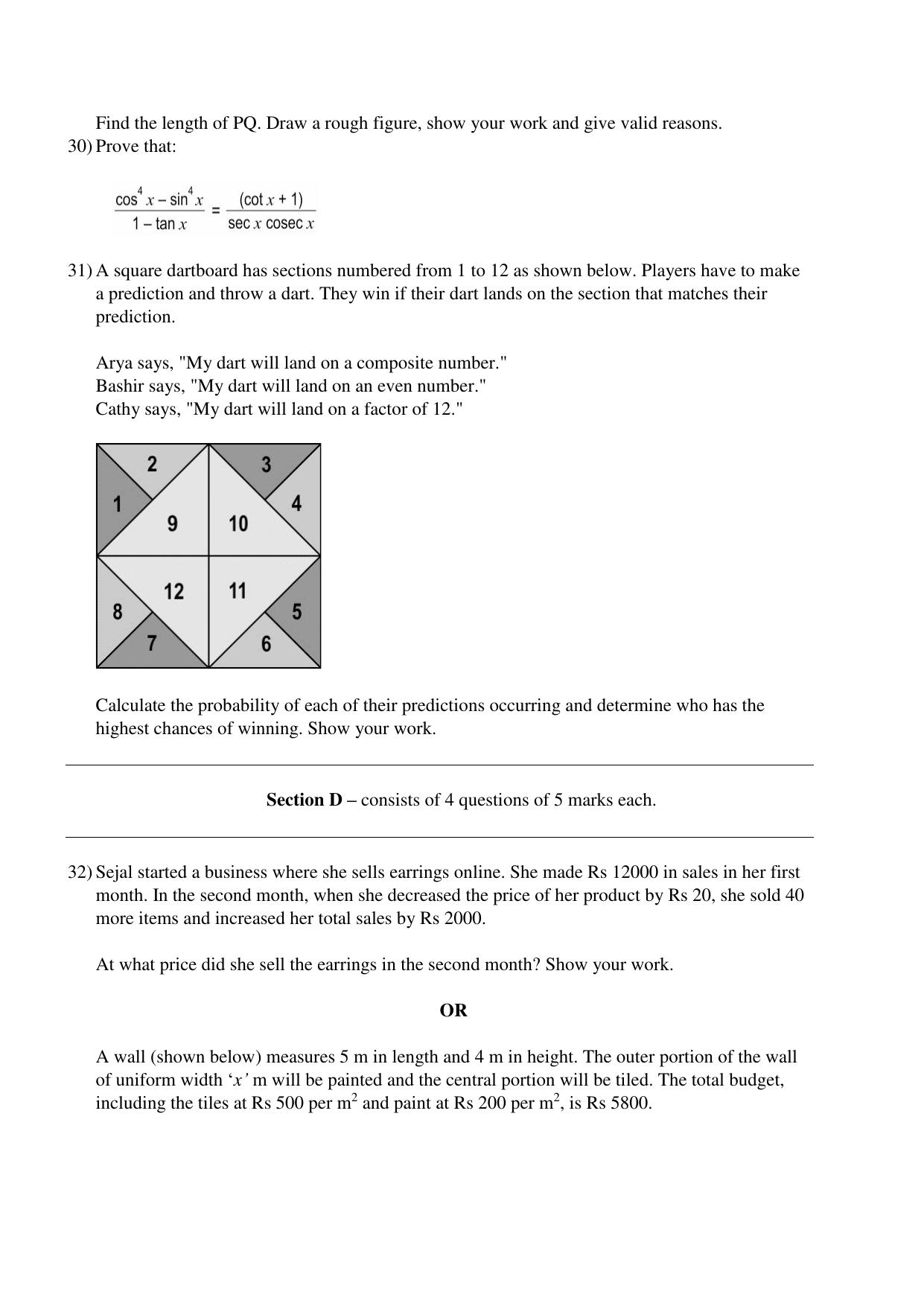 CBSE Class 10 Mathematics Practice Questions 2022-23 - Page 13