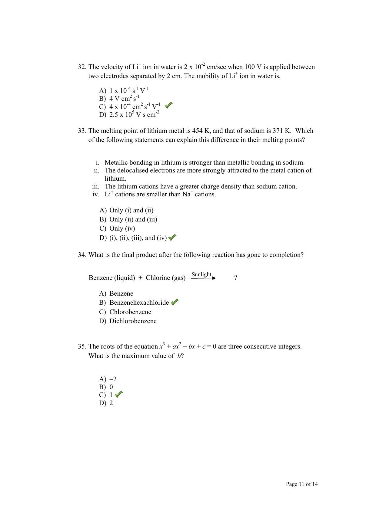 TIFR GS 2012 Chemistry Y Question Paper - Page 12