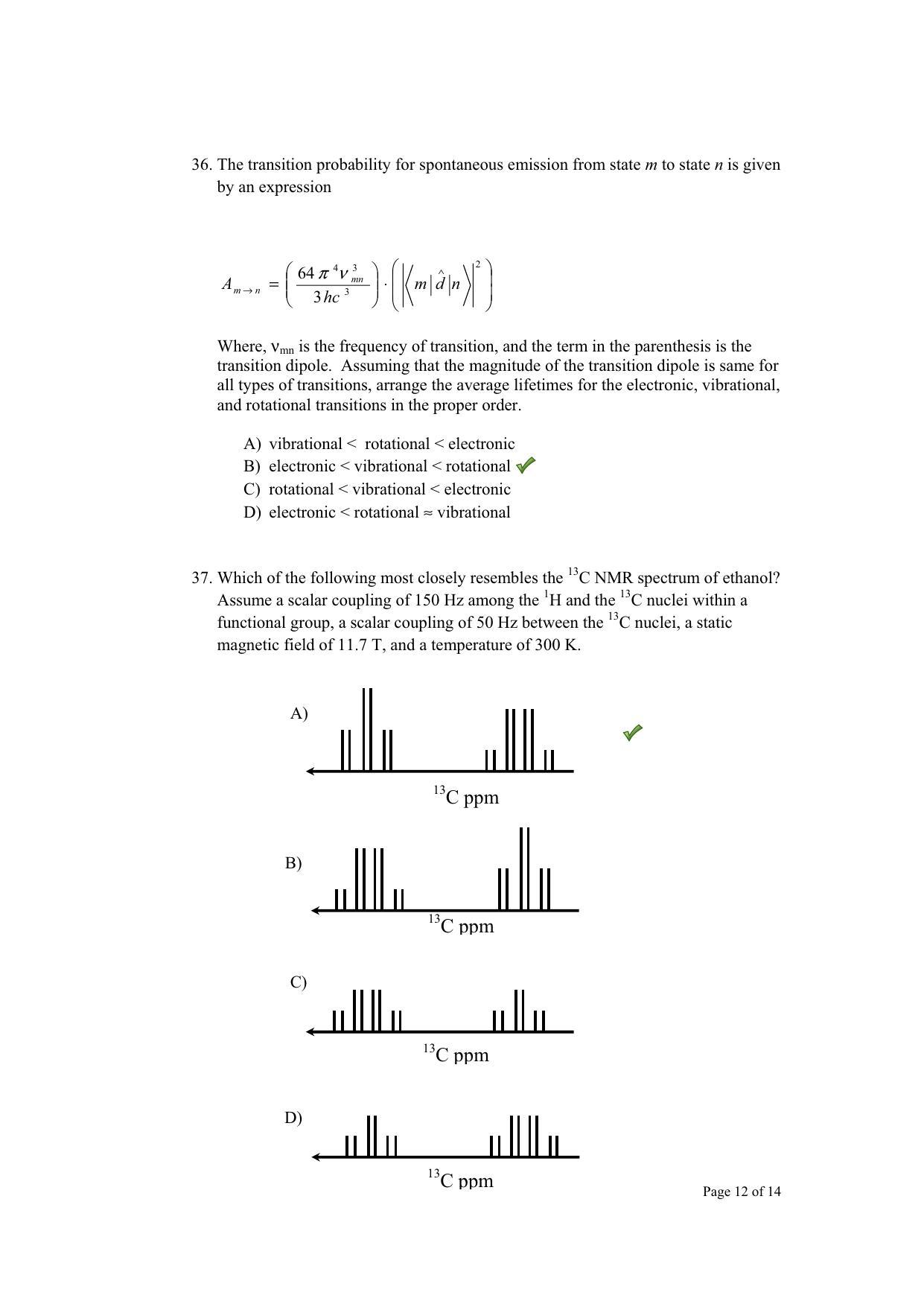 TIFR GS 2012 Chemistry Y Question Paper - Page 13