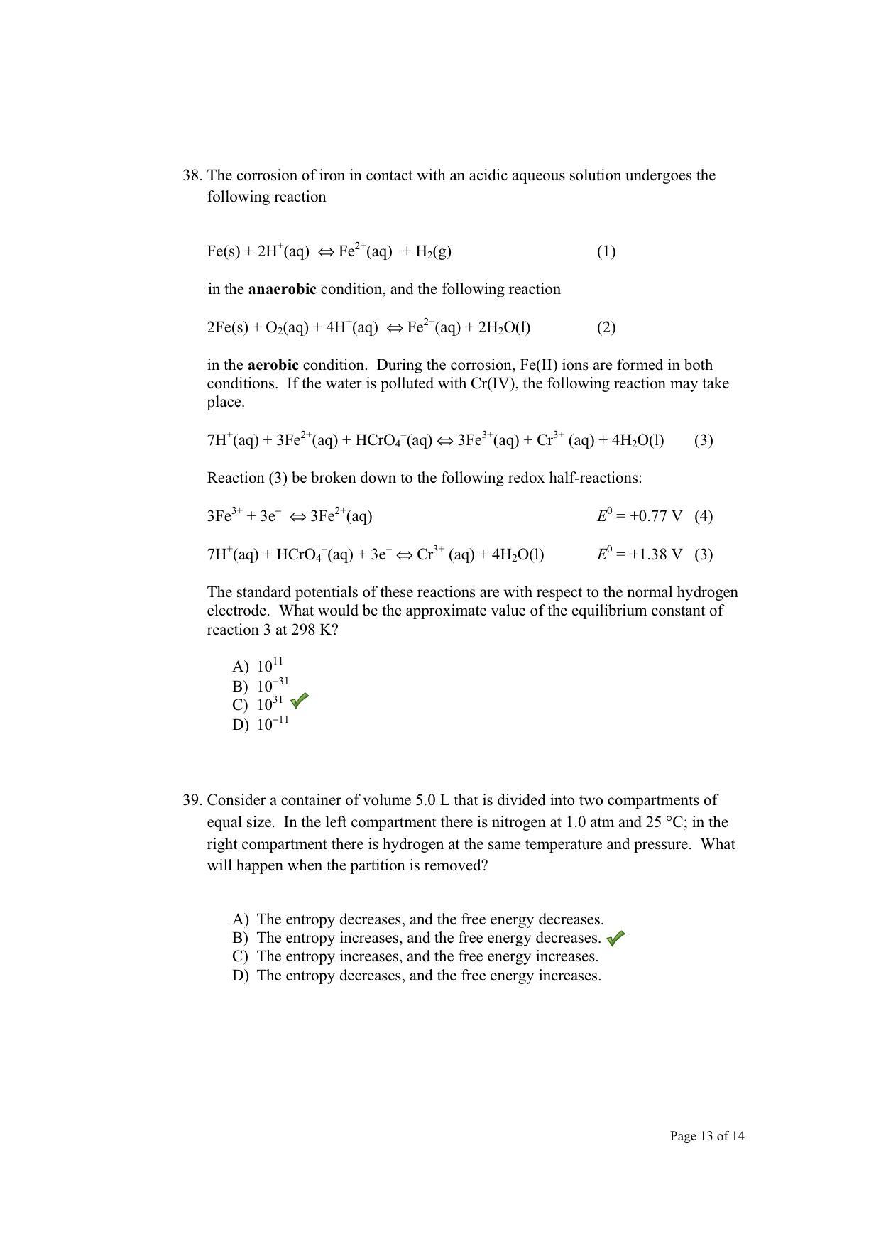 TIFR GS 2012 Chemistry Y Question Paper - Page 14