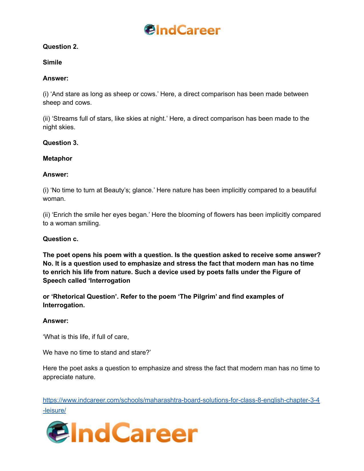 Maharashtra Board Solutions for Class 8- English: Chapter 3.4- Leisure - Page 7