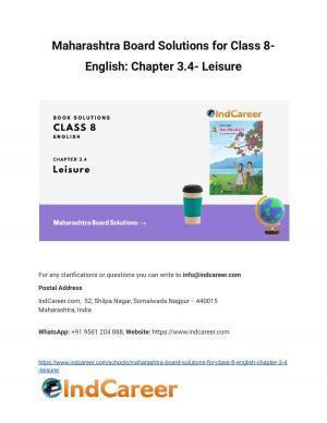 Maharashtra Board Solutions for Class 8- English: Chapter 3.4- Leisure