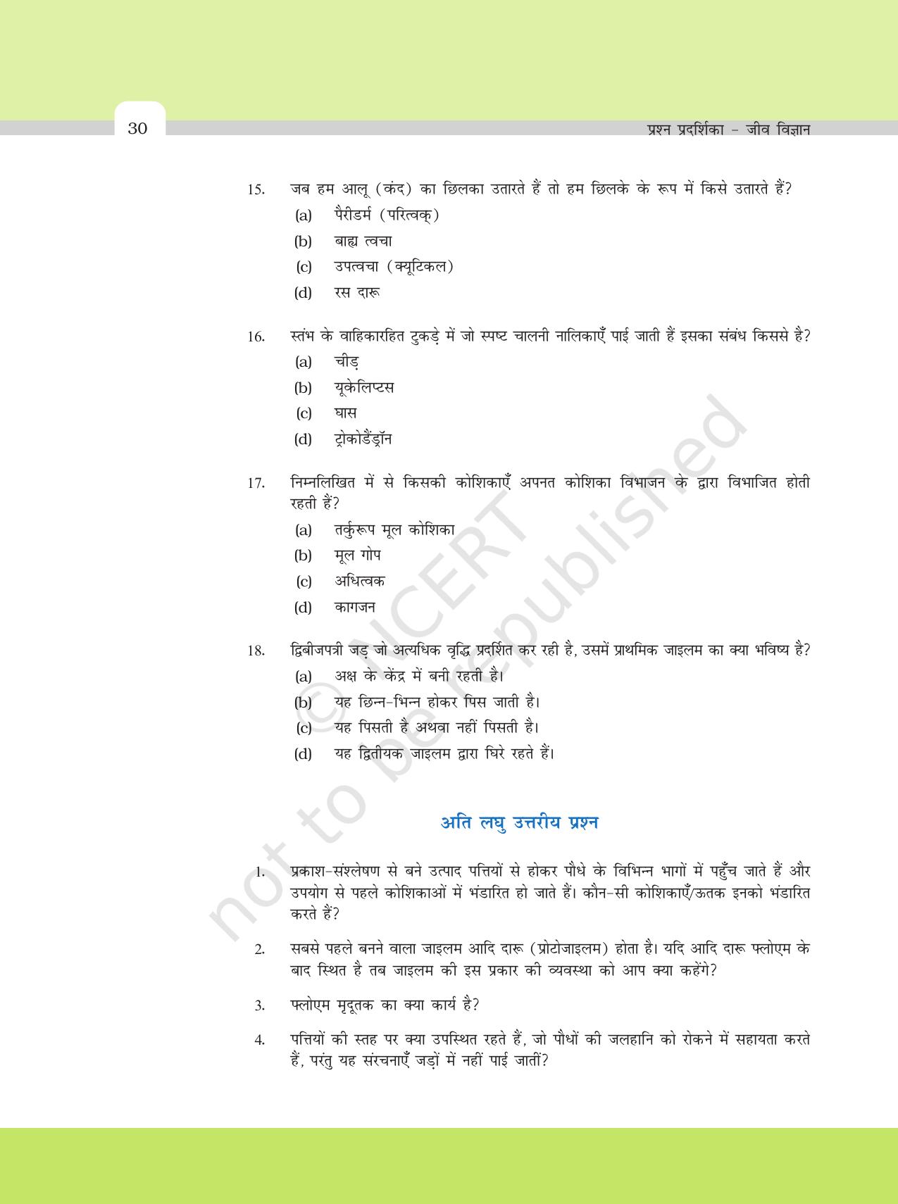 NCERT Exemplar Class 11: जीवविज्ञान अध्याय 6 (पुष्पी पादपो का शारीर) - Page 4
