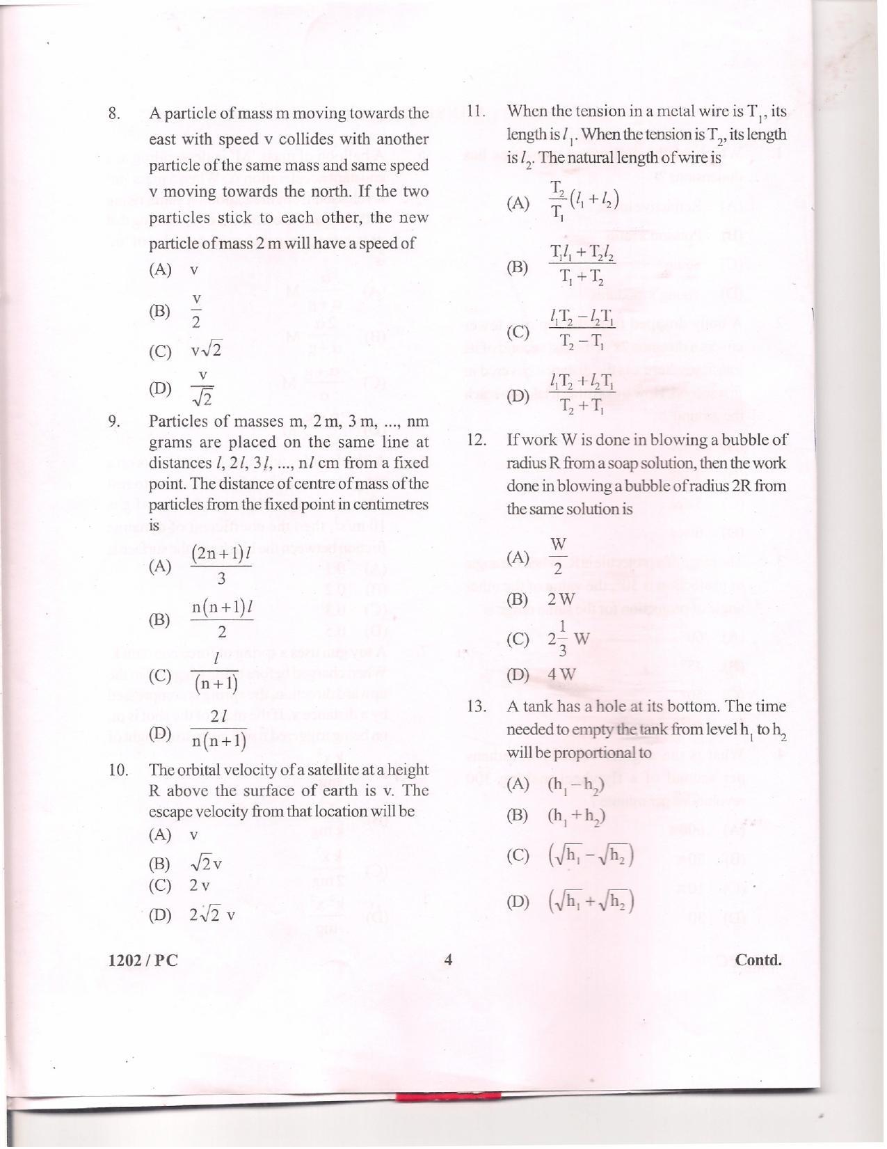 APJEE Physics & Chemistry 2012 Question Paper - Page 3