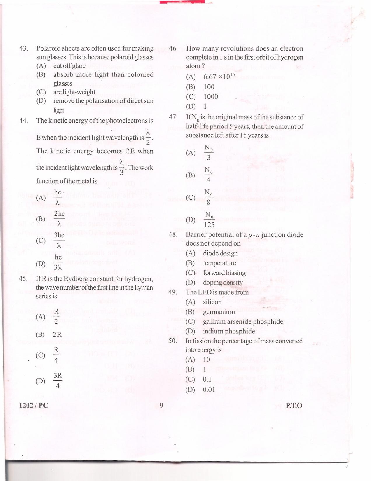 APJEE Physics & Chemistry 2012 Question Paper - Page 8