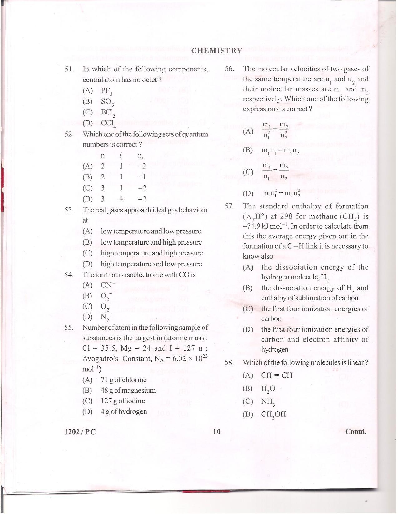 APJEE Physics & Chemistry 2012 Question Paper - Page 9