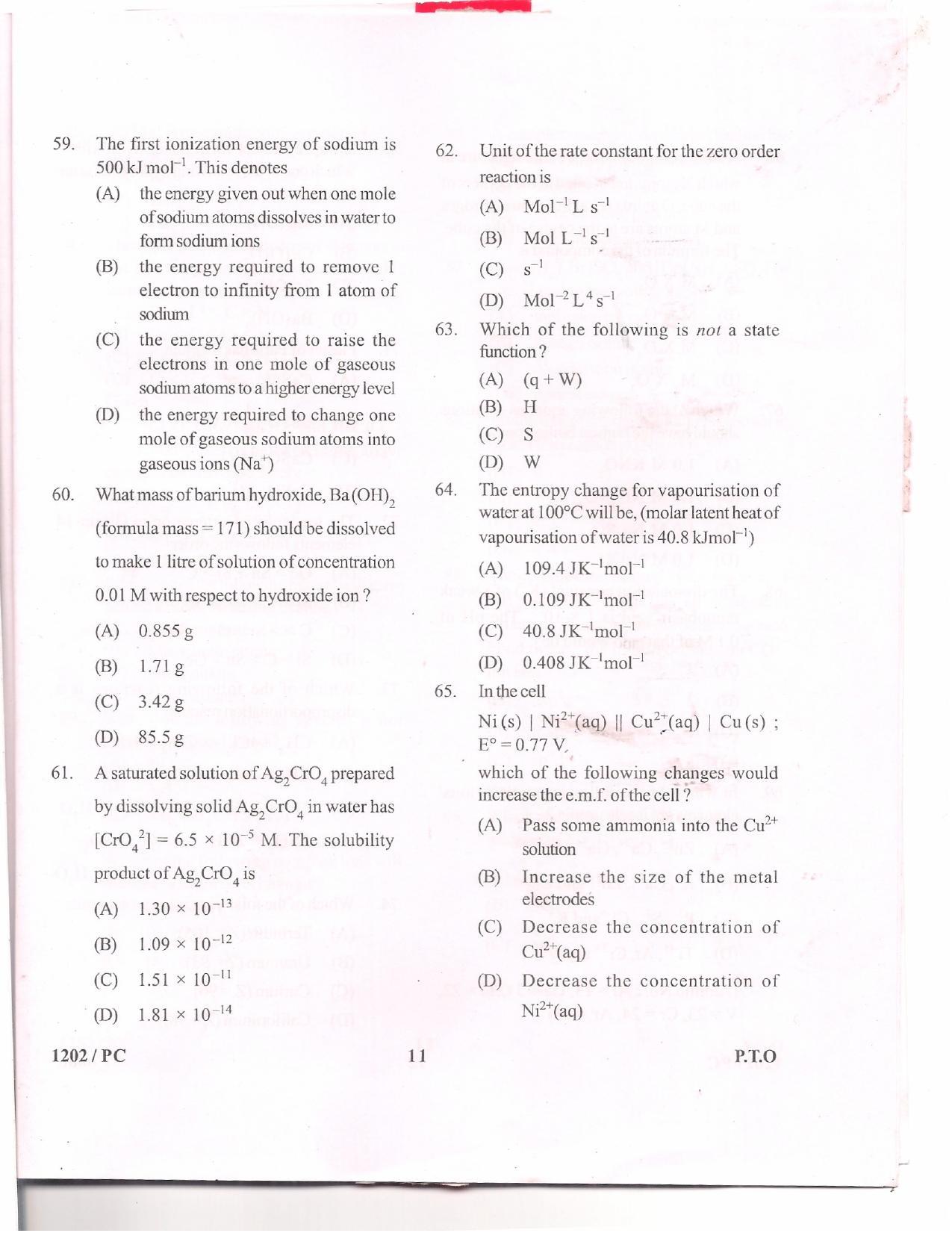 APJEE Physics & Chemistry 2012 Question Paper - Page 10