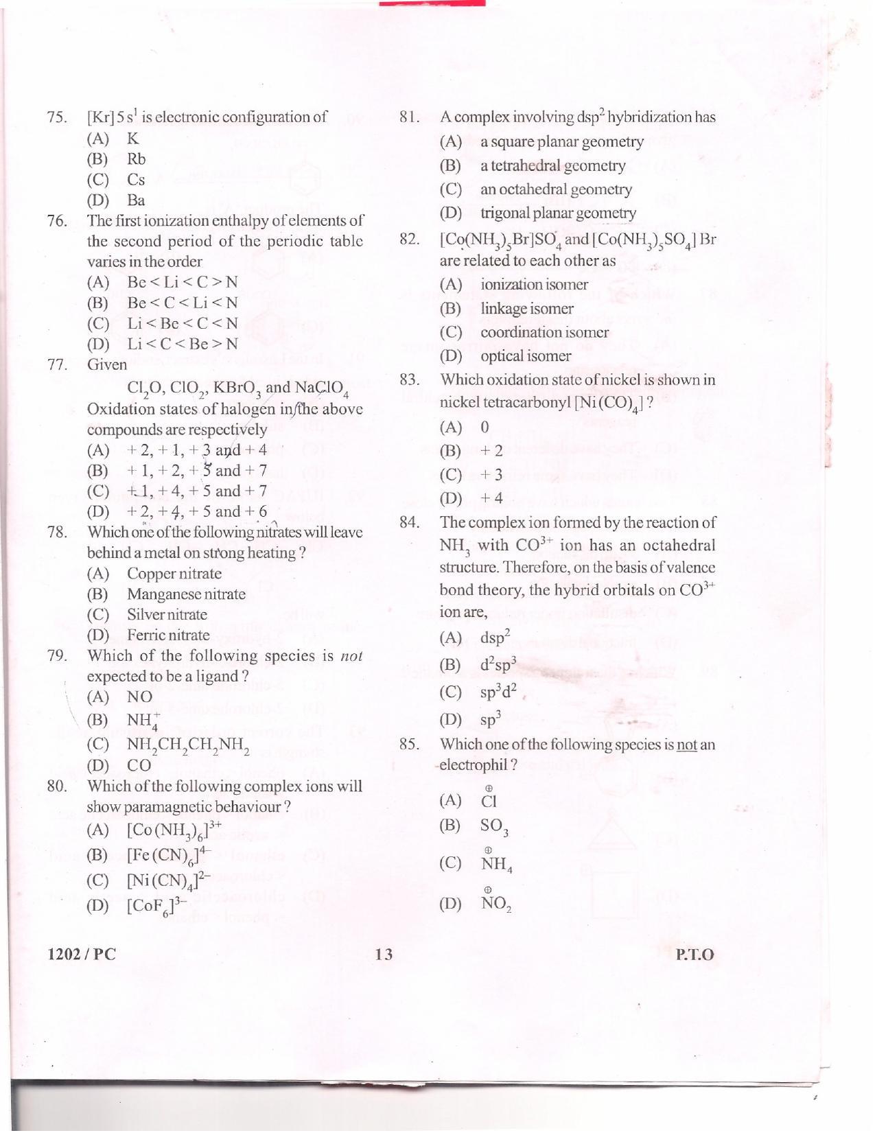 APJEE Physics & Chemistry 2012 Question Paper - Page 12