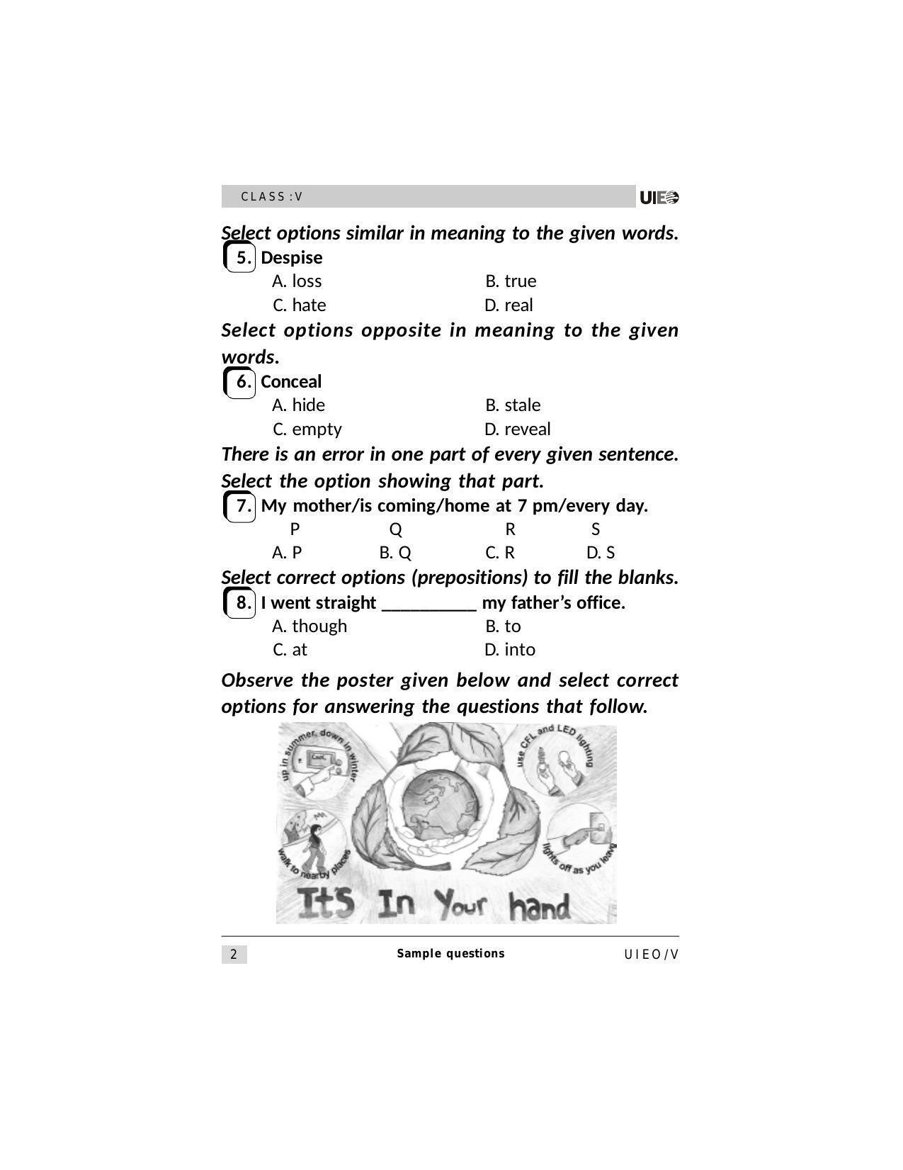 UIEO Sample Paper for Class 5 - Page 2
