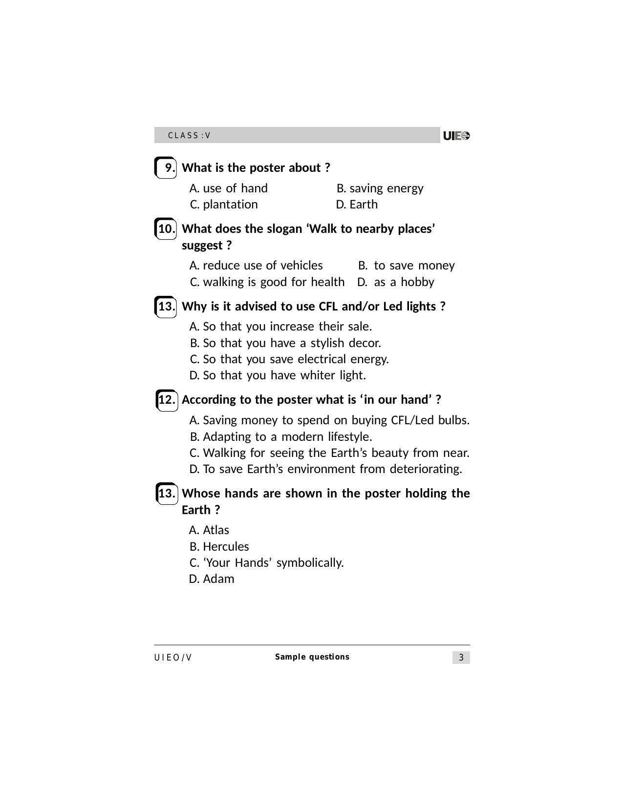 UIEO Sample Paper for Class 5 - Page 3