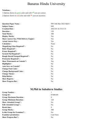 BHU RET M.Phil in Subaltern Studies 2021 Question Pape