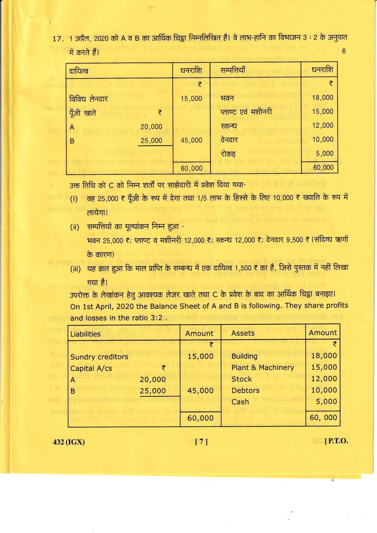 UBSE Class 12 Accountancy 2023 Question Paper - Page 7