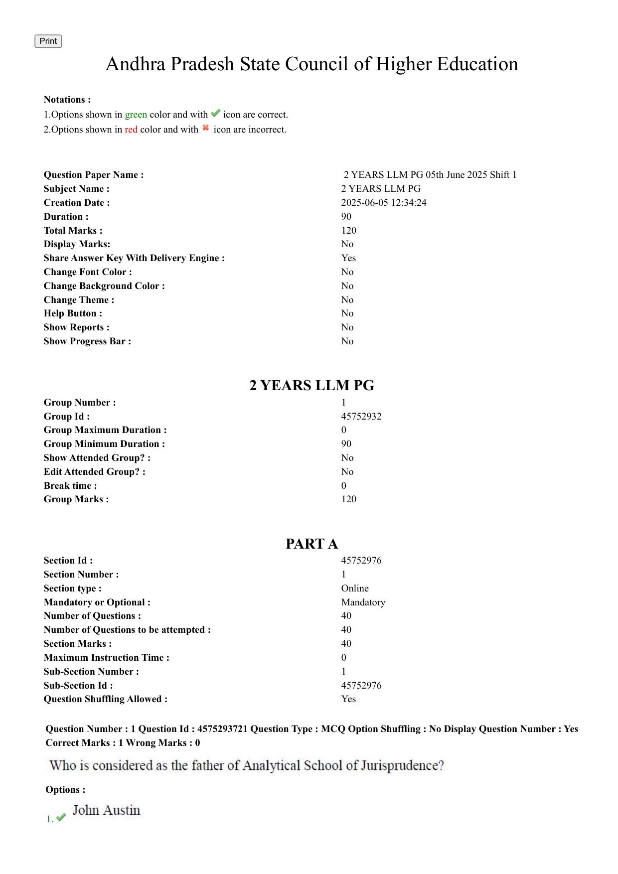 AP PGLCET 2025 Answer Key - Page 1