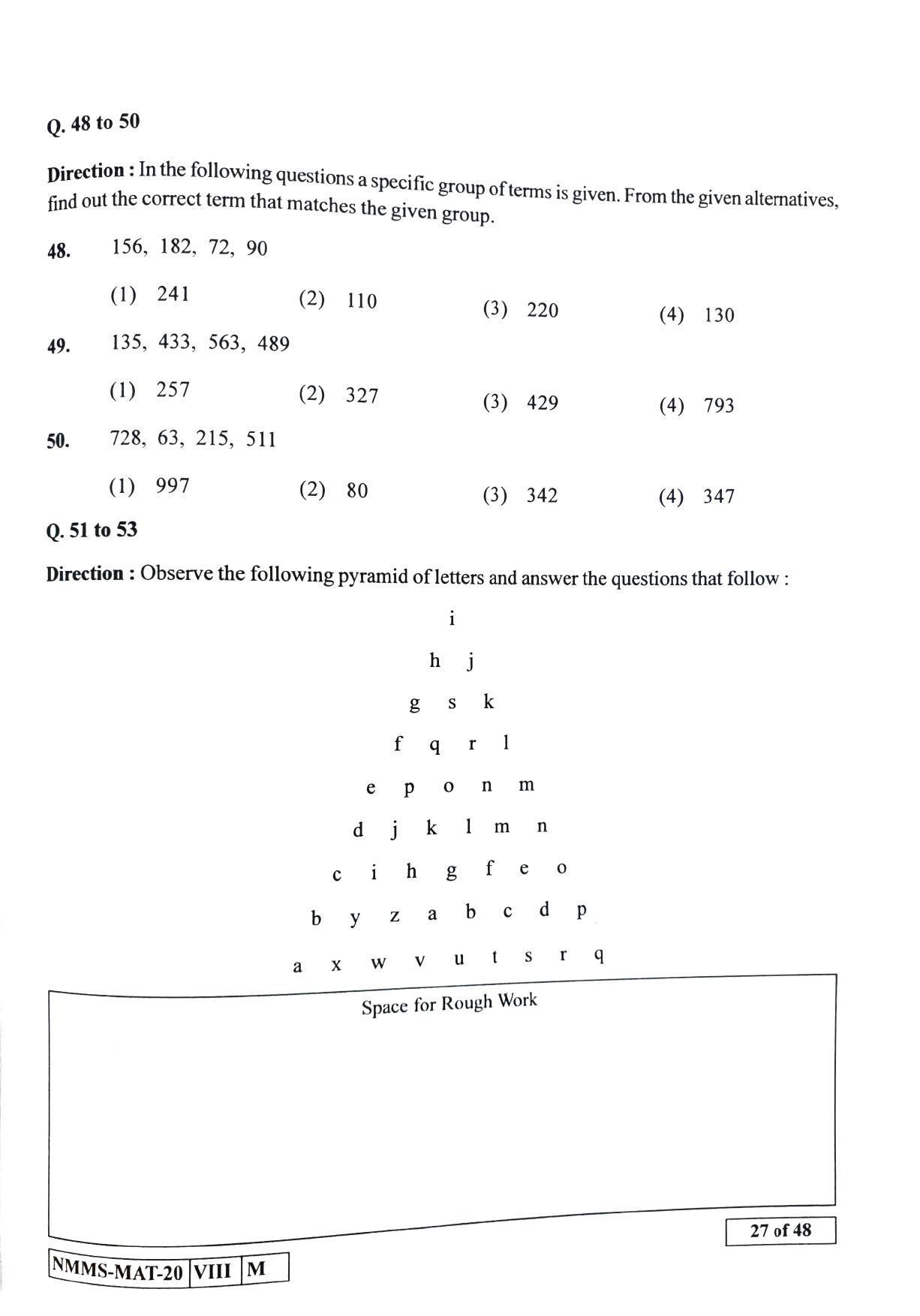 MAT SINDHI 2020-21 Class 8 Maharashtra NMMS Question Papers - Page 27