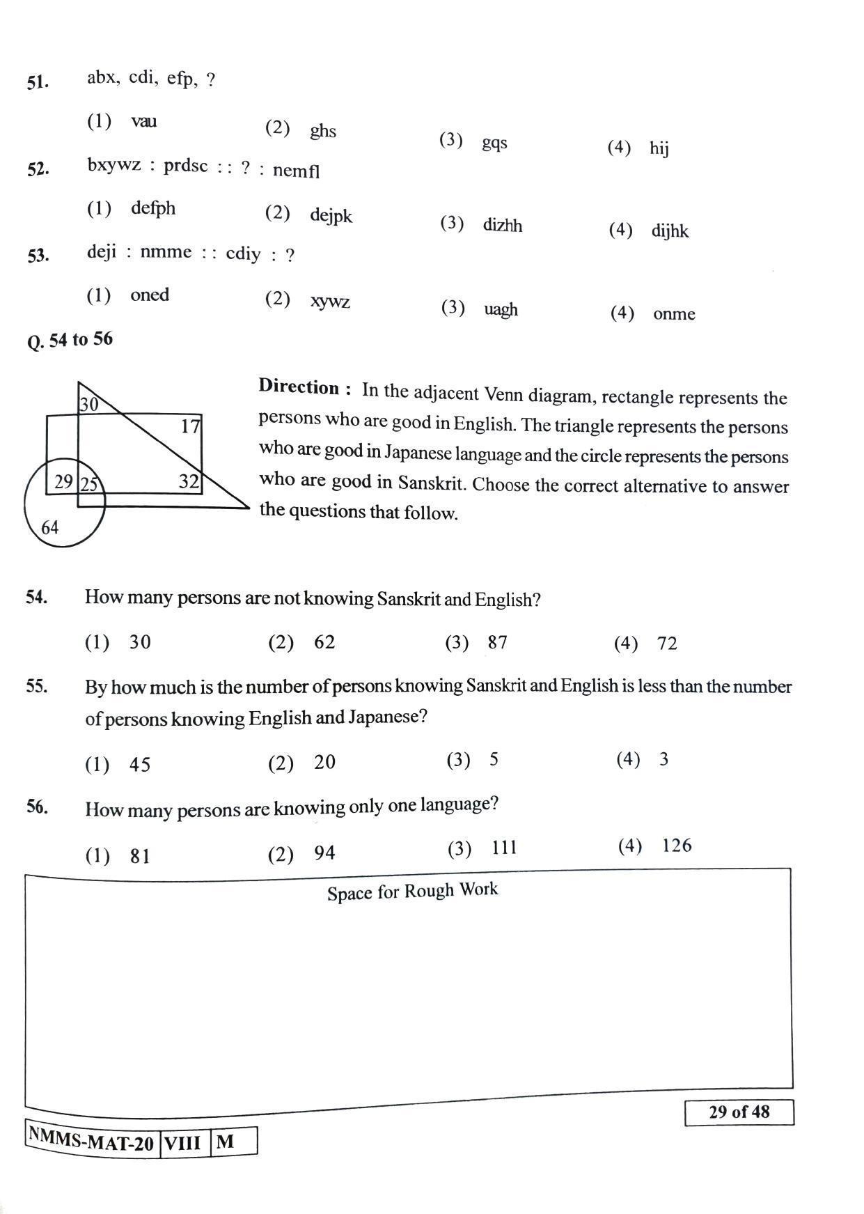 MAT SINDHI 2020-21 Class 8 Maharashtra NMMS Question Papers - Page 29