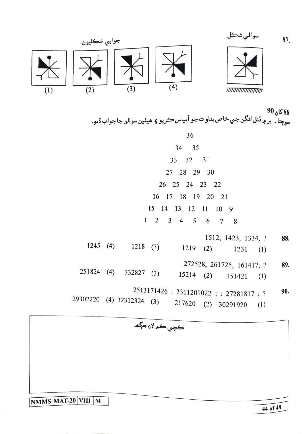 MAT SINDHI 2020-21 Class 8 Maharashtra NMMS Question Papers - Page 44
