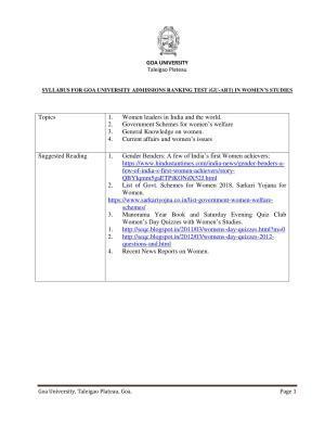GU ART Women’s Studies Syllabus