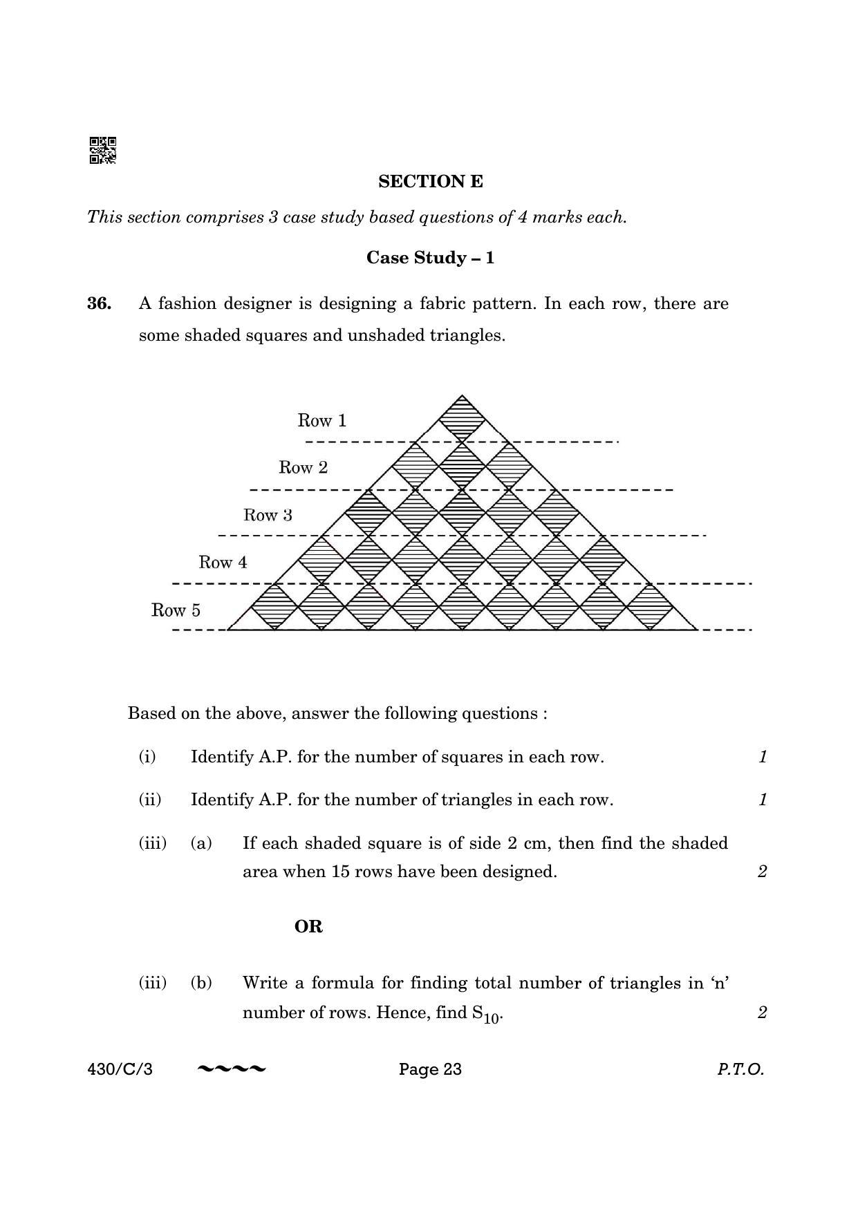 CBSE Class 10 430-3 Maths Basic 2023 (Compartment) Question Paper - Page 23