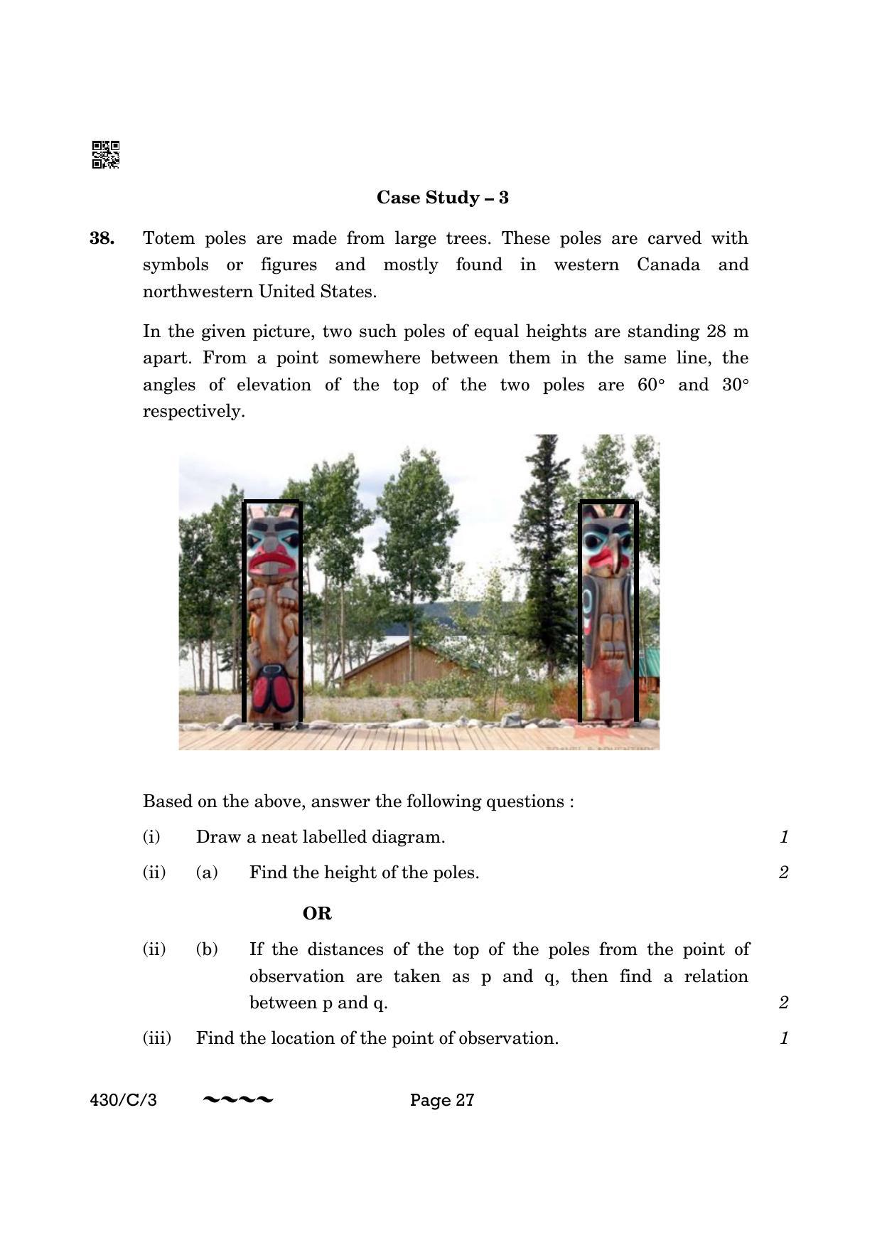 CBSE Class 10 430-3 Maths Basic 2023 (Compartment) Question Paper - Page 27