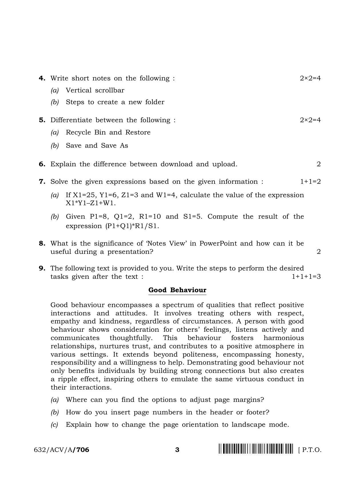 NIOS 2024 Class 12 Certificate In Data Entry Operations Question Paper - Page 3