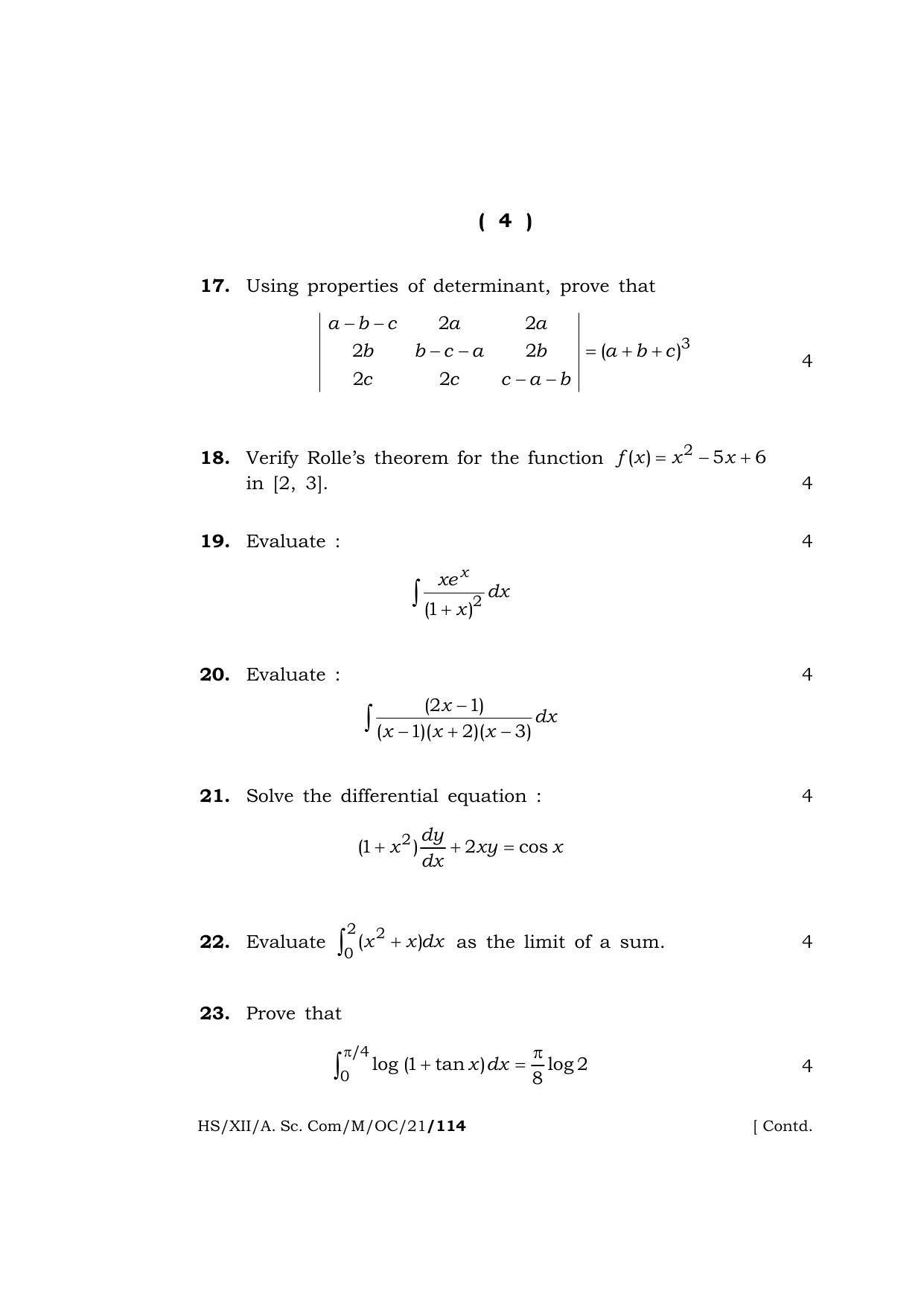 Meghalaya Board (MBOSE) Class 12 MATHEMATICS (Old Course) (HS-XII-A. Sc. Com-M-OC-21) 2021 Question Paper - Page 4