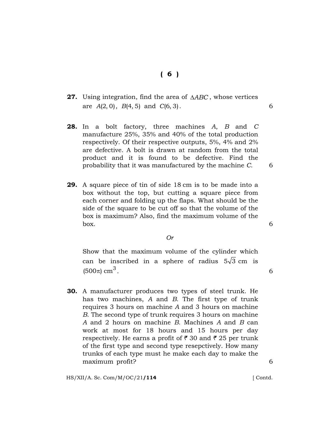 Meghalaya Board (MBOSE) Class 12 MATHEMATICS (Old Course) (HS-XII-A. Sc. Com-M-OC-21) 2021 Question Paper - Page 6