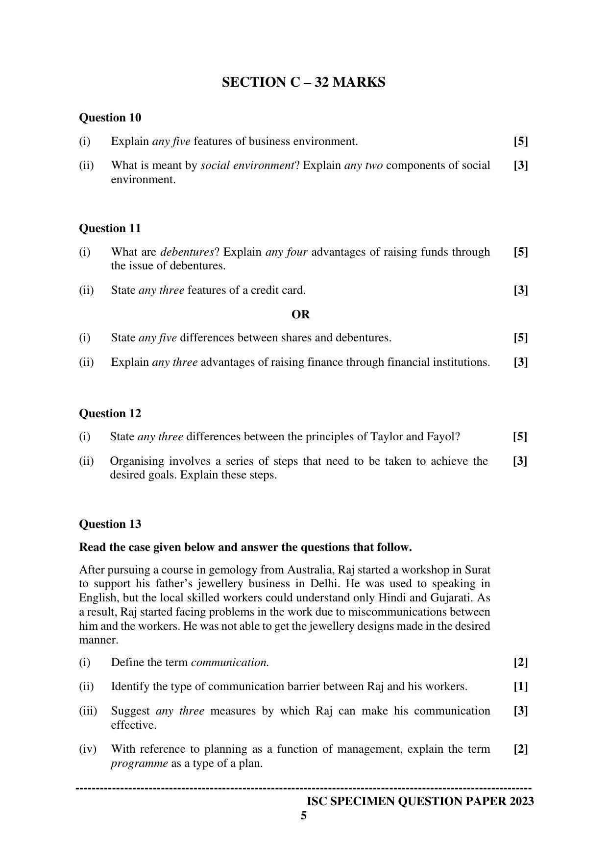 ISC Class 12 Commerce Sample Paper 2023 - Page 5