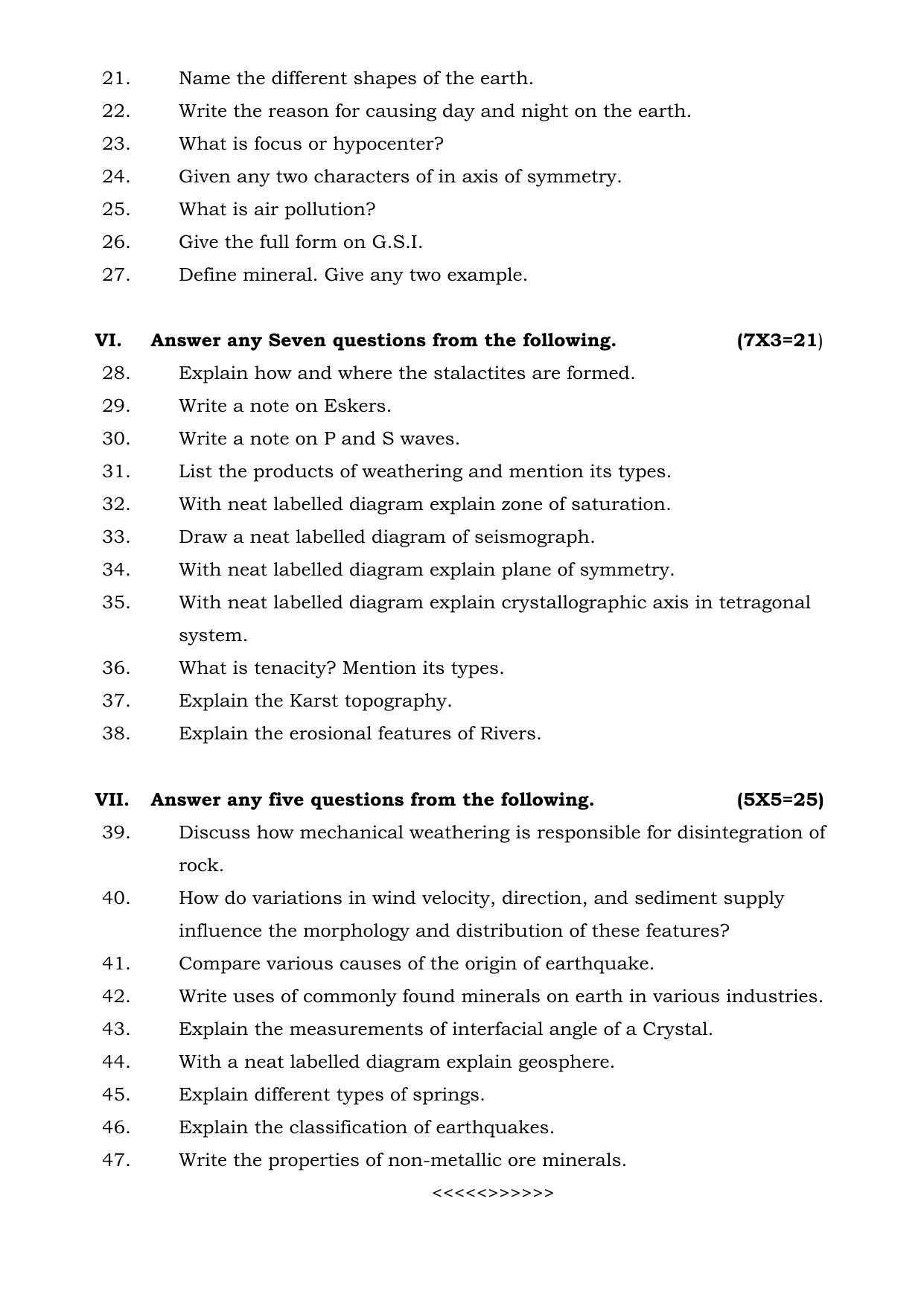 Karnataka 1st PUC Geology Model Question Paper 2025 - Page 3