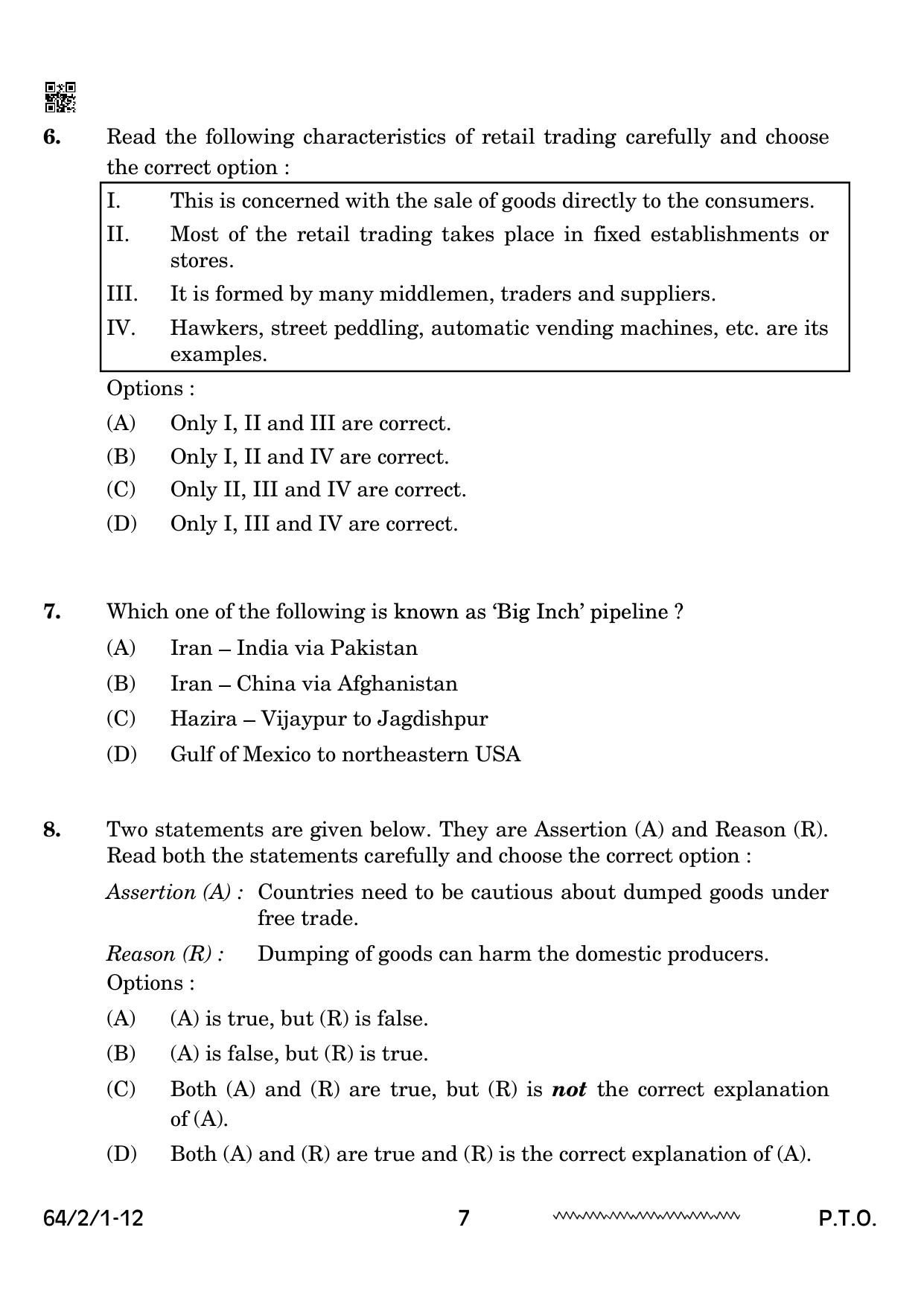 CBSE Class 12 64-2-1 Geography 2024 Question Paper - Page 7
