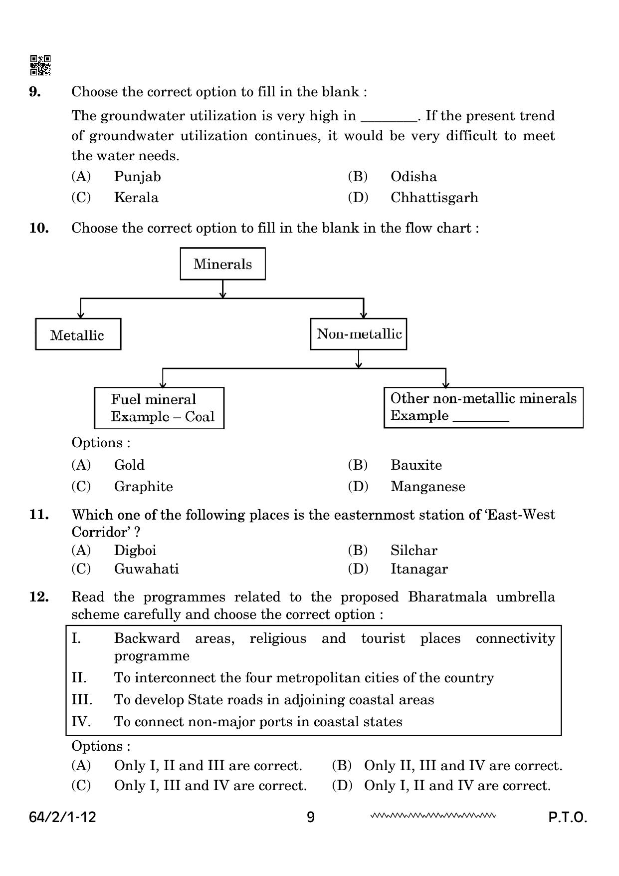 CBSE Class 12 64-2-1 Geography 2024 Question Paper - Page 9