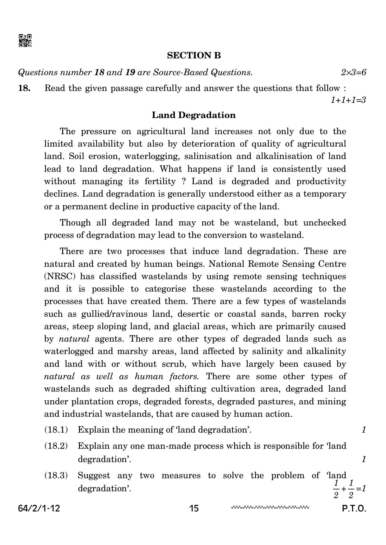 CBSE Class 12 64-2-1 Geography 2024 Question Paper - Page 15