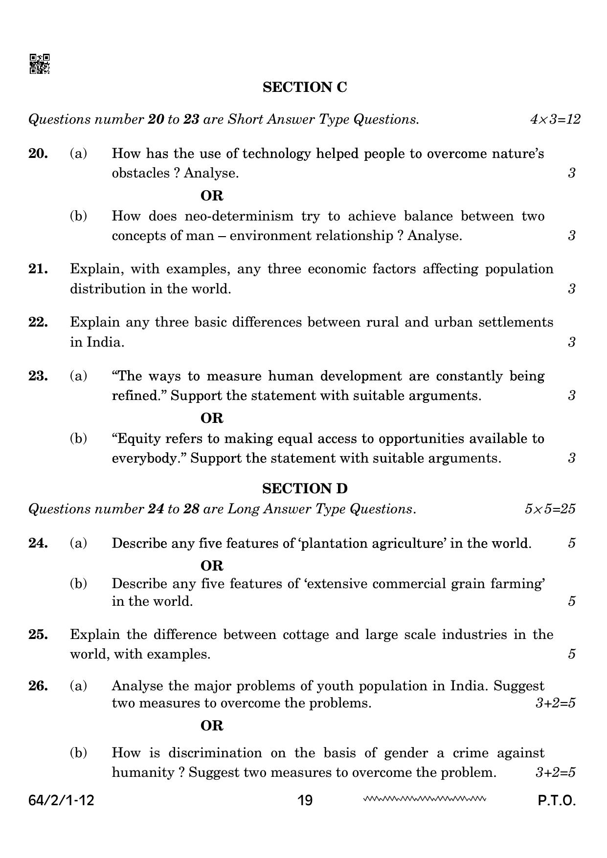 CBSE Class 12 64-2-1 Geography 2024 Question Paper - Page 19