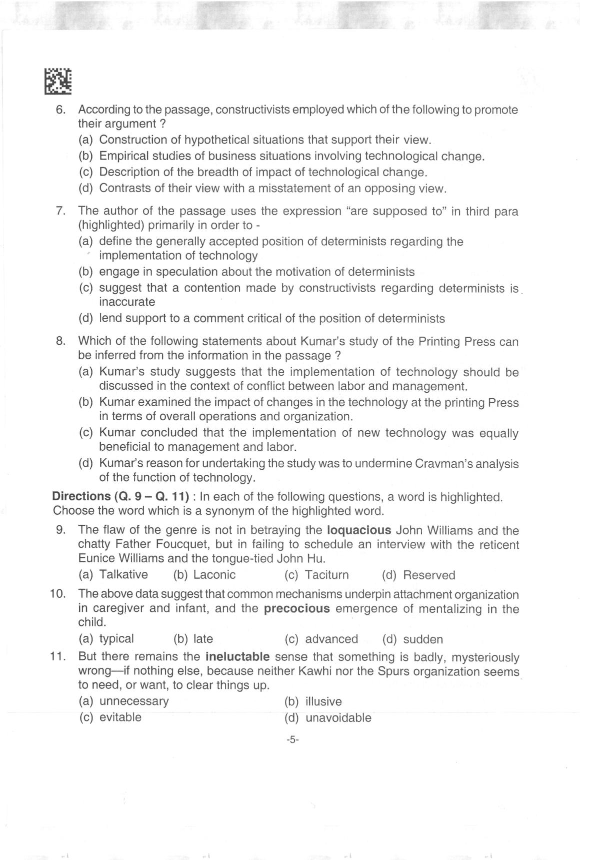 AILET 2019 Question Paper for BA LLB - Page 5