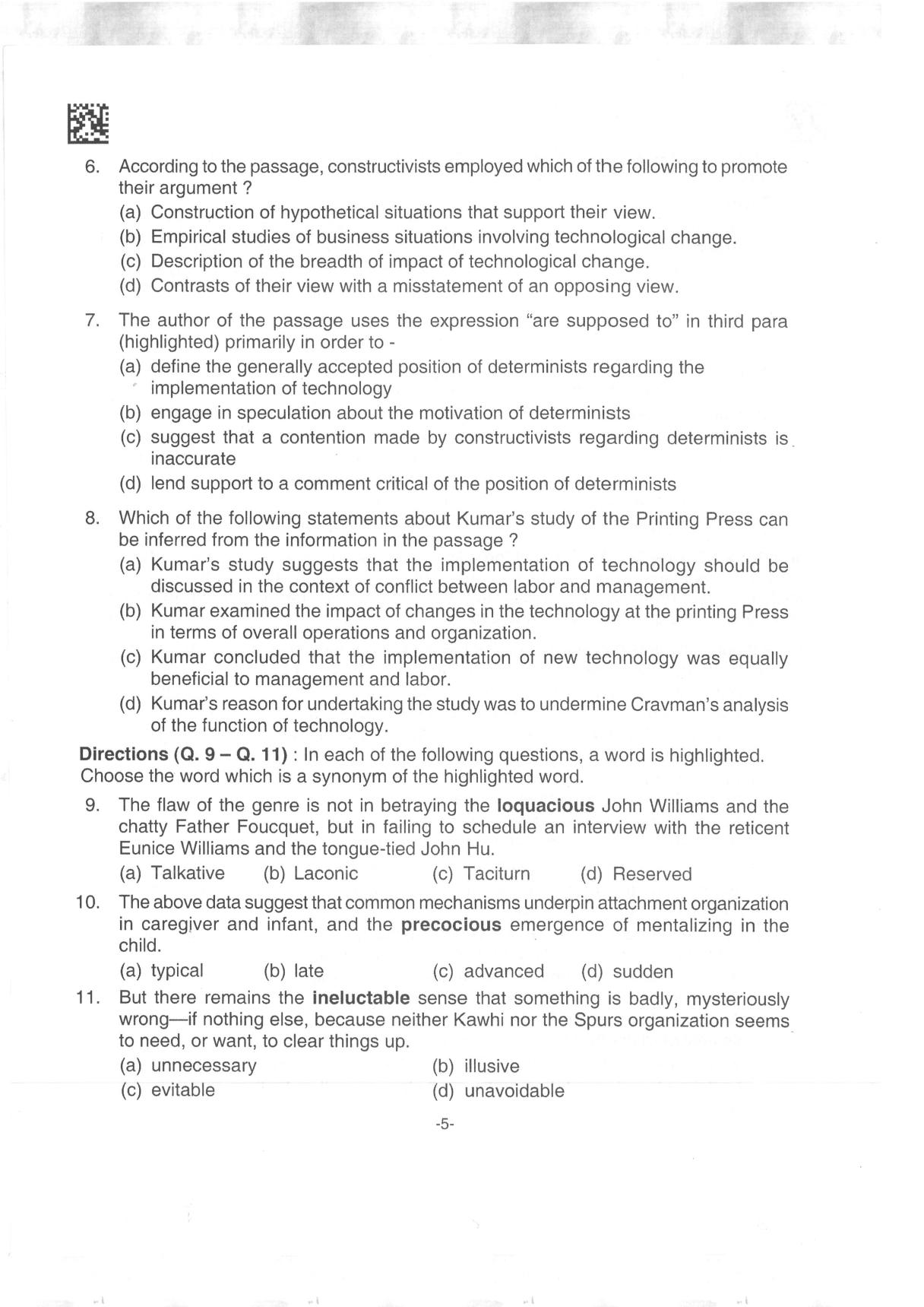 AILET 2019 Question Paper for BA LLB - Page 5