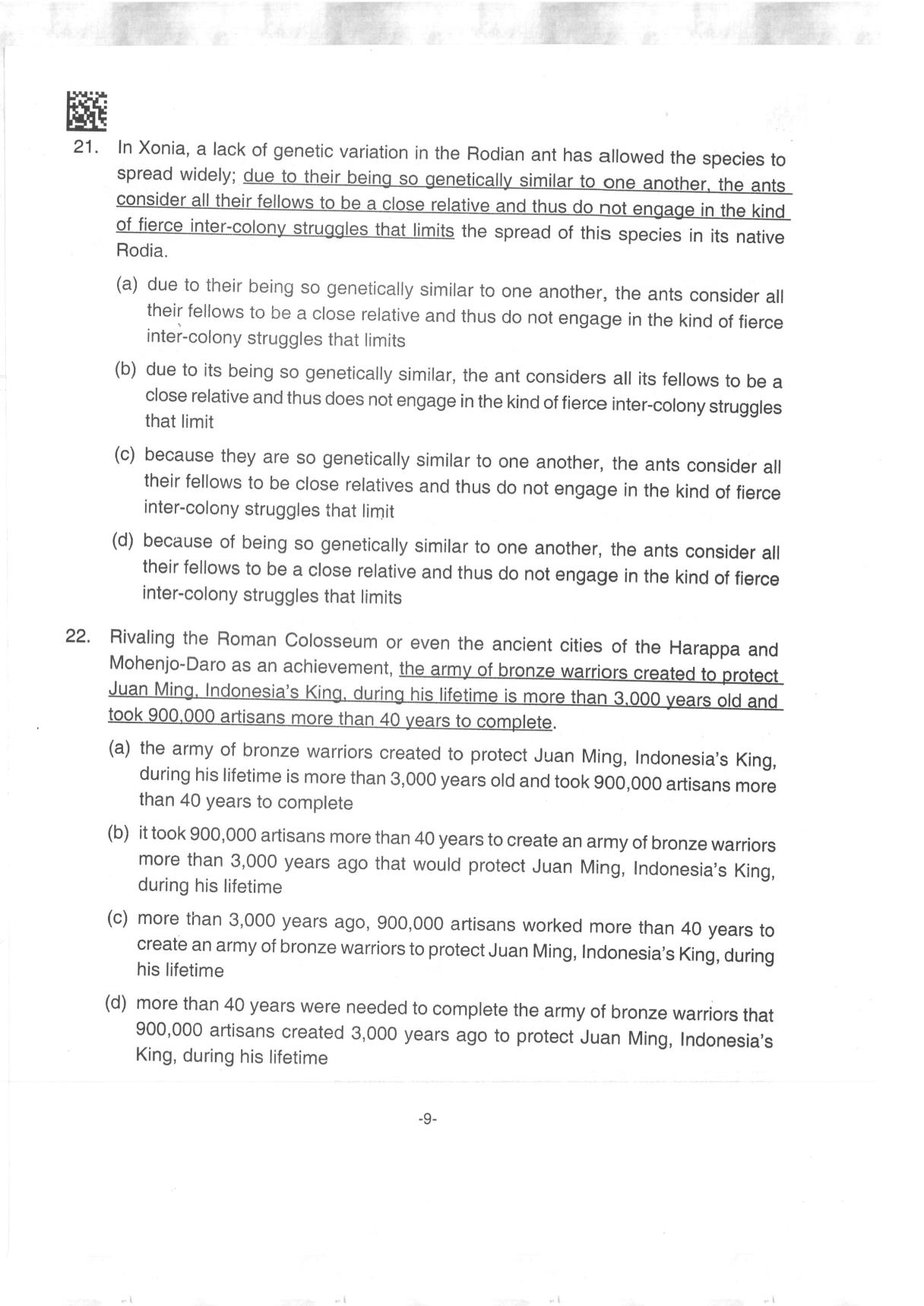 AILET 2019 Question Paper for BA LLB - Page 9