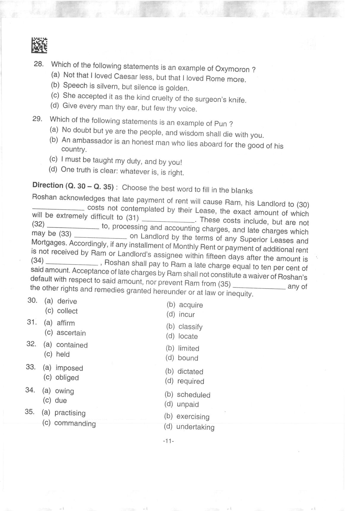 AILET 2019 Question Paper for BA LLB - Page 11