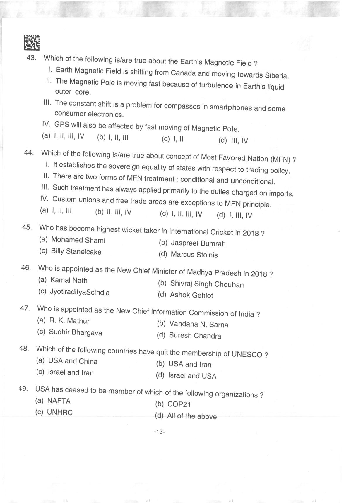 AILET 2019 Question Paper for BA LLB - Page 13