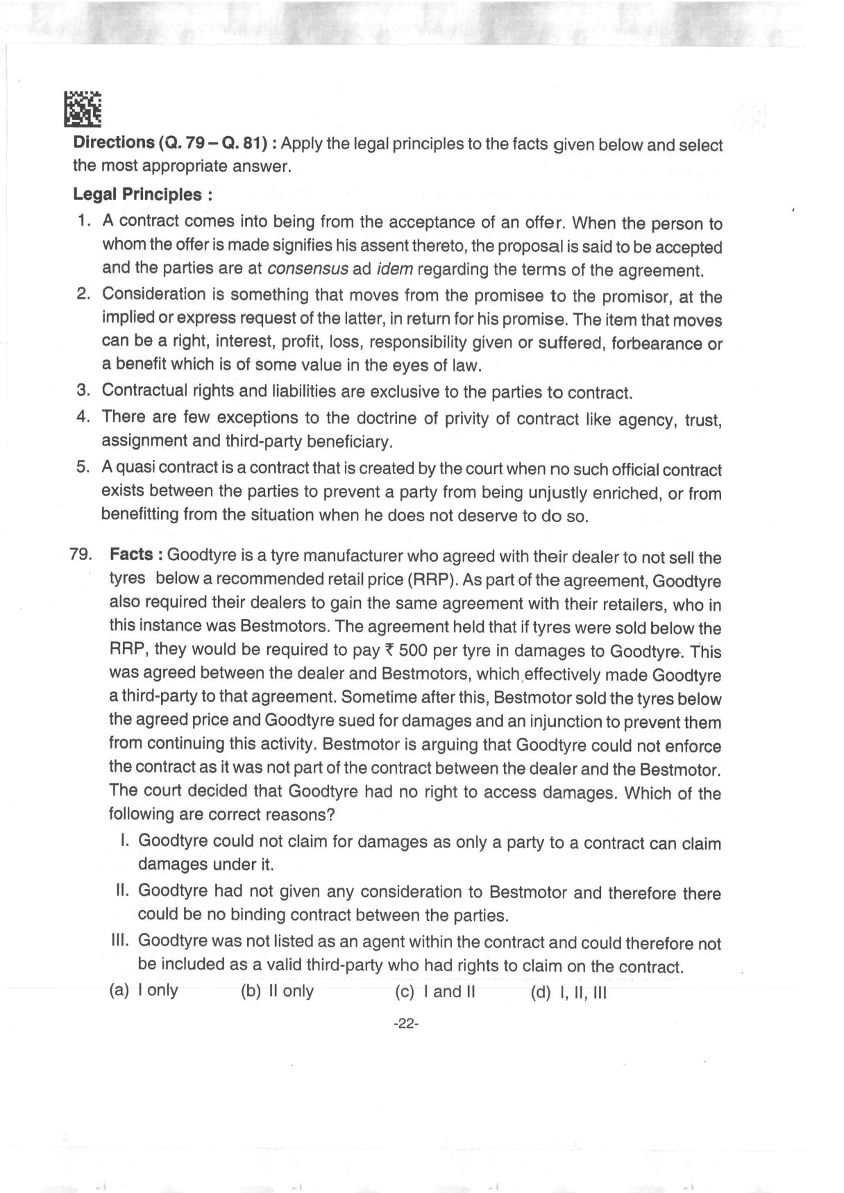 AILET 2019 Question Paper for BA LLB - Page 22