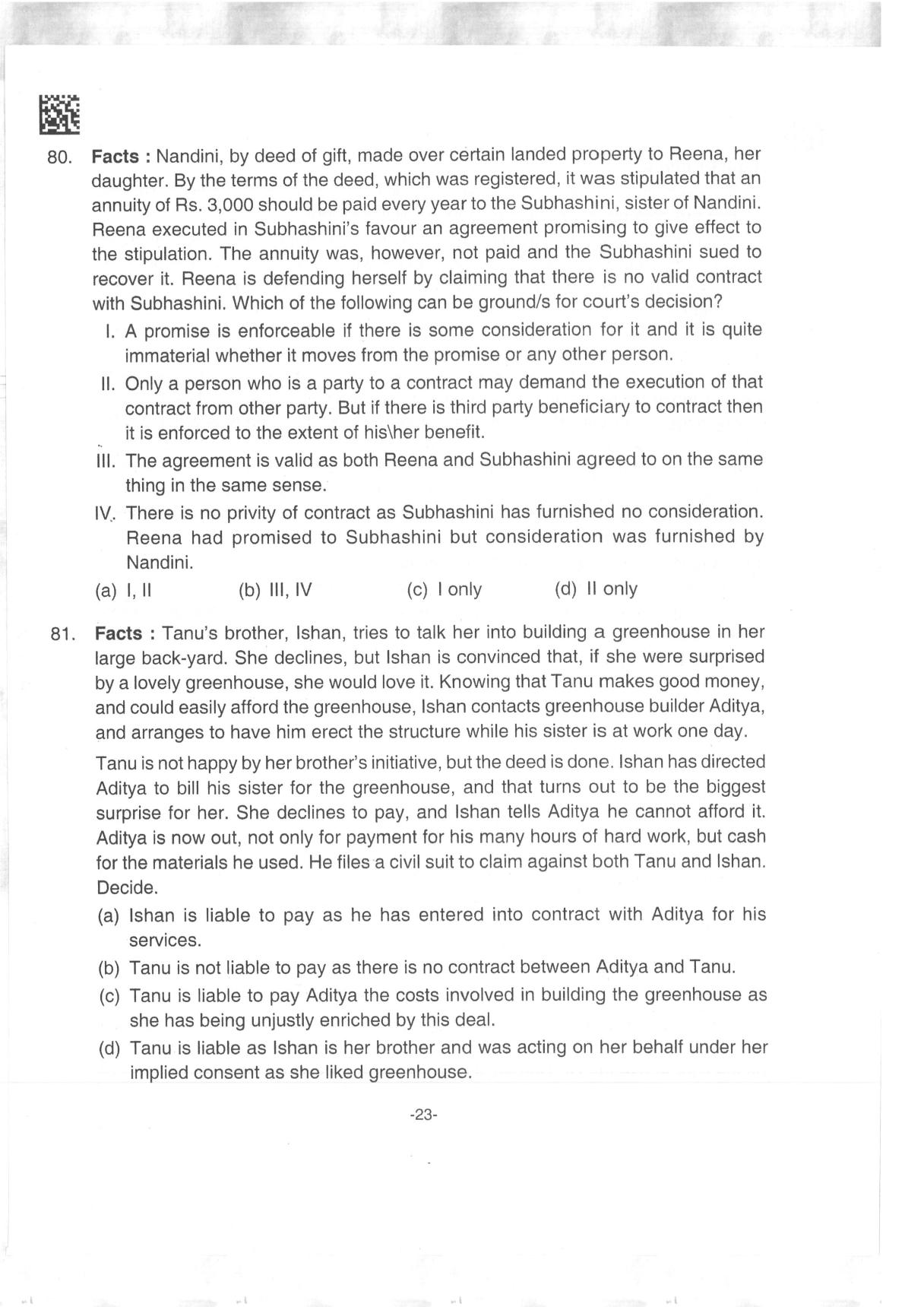 AILET 2019 Question Paper for BA LLB - Page 23