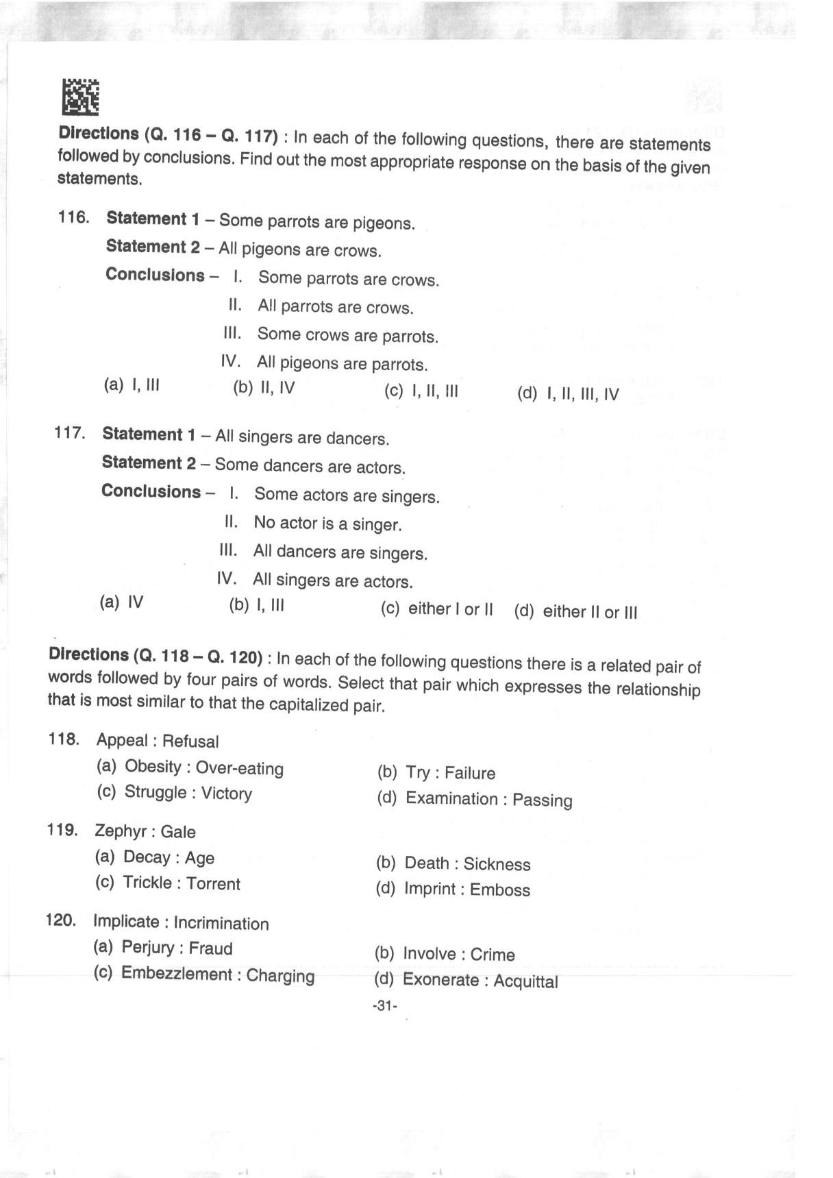 AILET 2019 Question Paper for BA LLB - Page 31