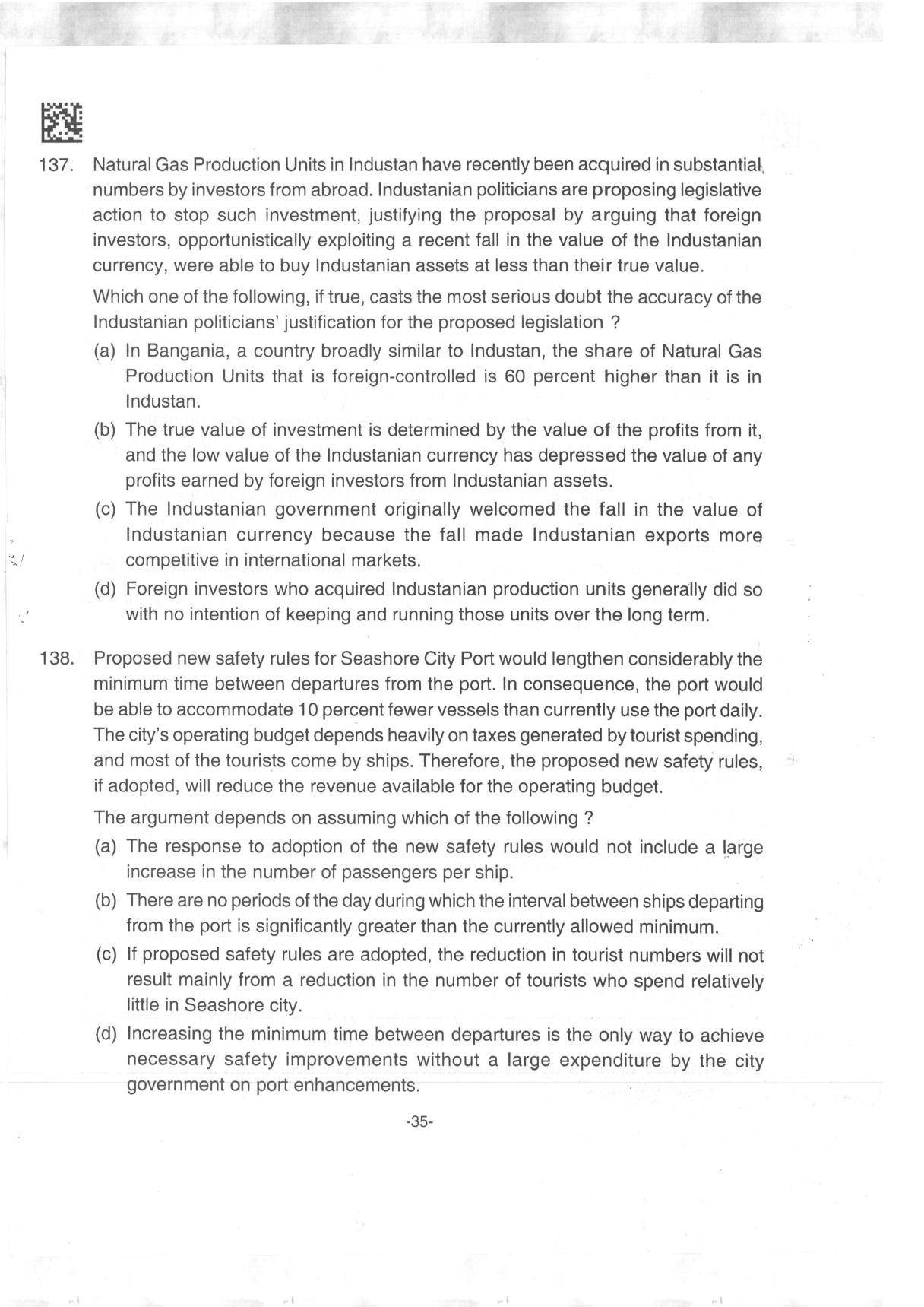 AILET 2019 Question Paper for BA LLB - Page 35